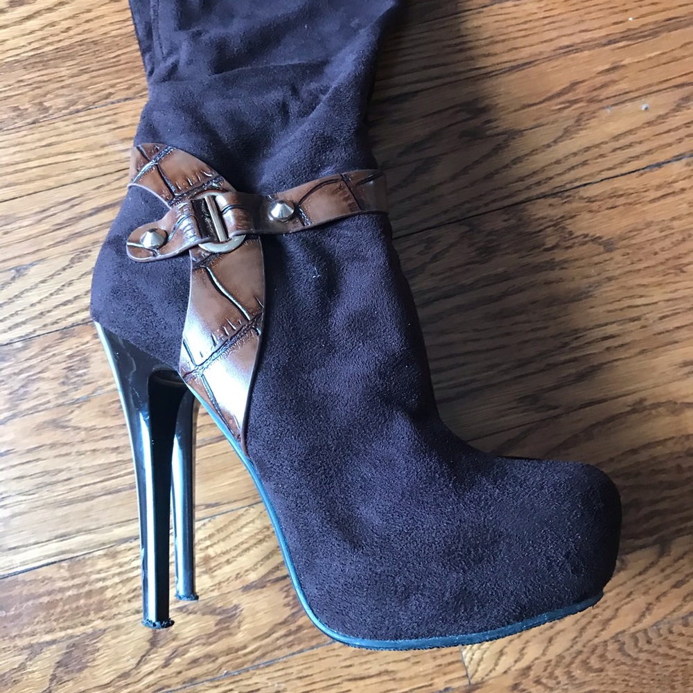 💖 Y2K BROWN SUEDE BOOTS 💖 - Picture 2 of 8